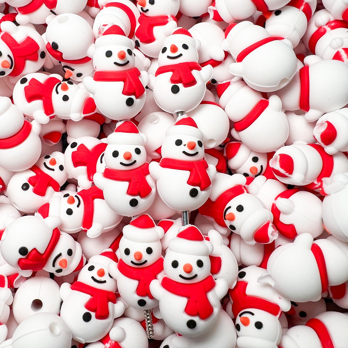 3D Snowman Silicone Focal Beads (pack of 2)