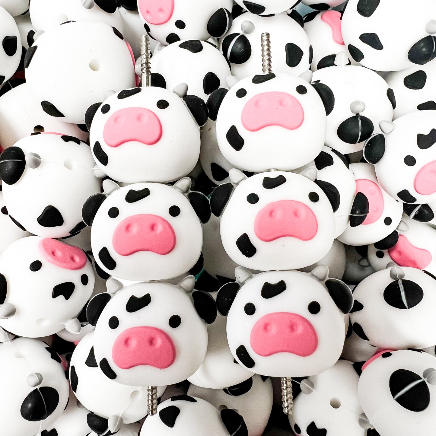 3D Cow Silicone Focal Bead (2 pcs)