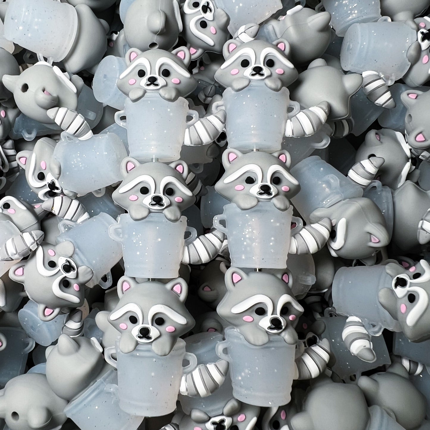 3D Raccoon Silicone Focal Bead (2pcs)