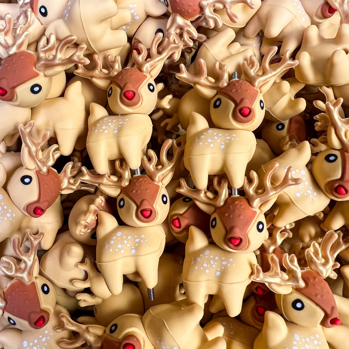 3D Reindeer Silicone Focal Bead (pack of 2)