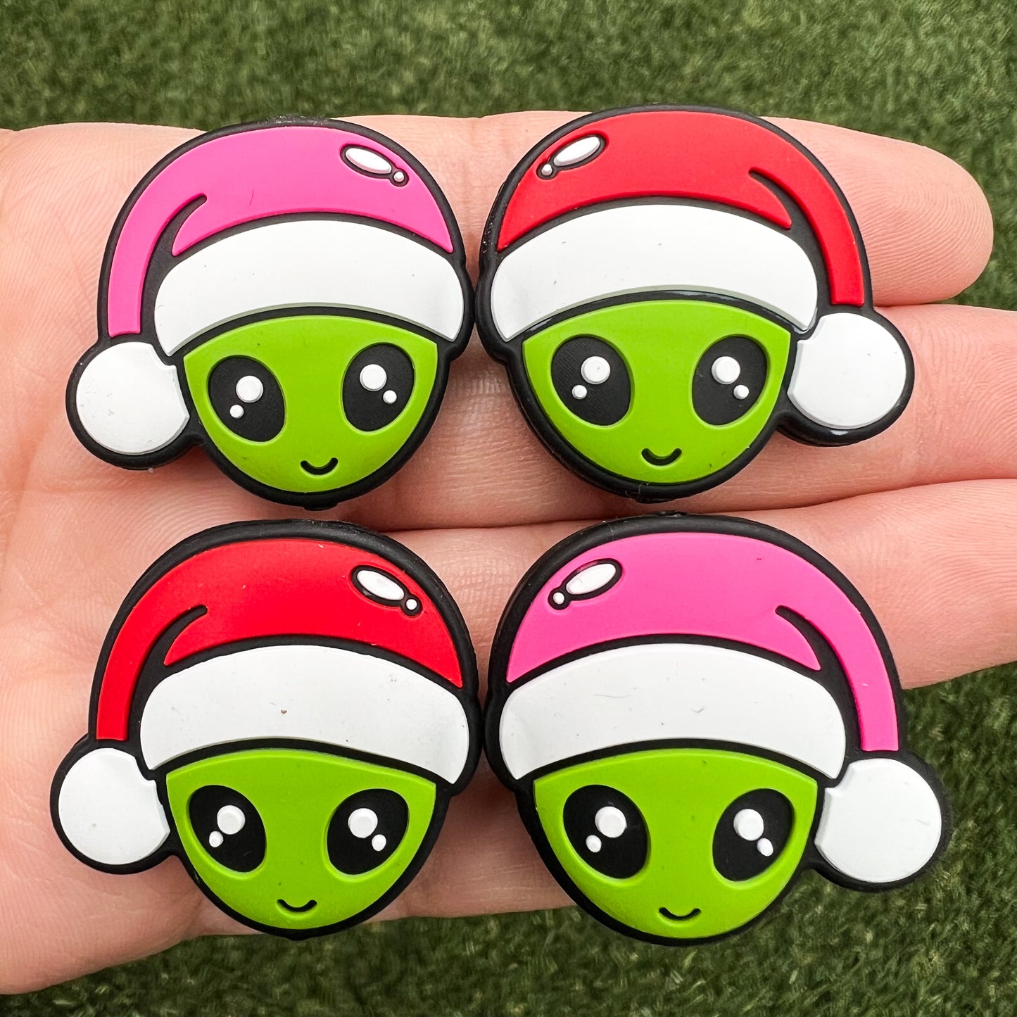 Alien Santa Silicone Focal Bead (pack of 2)