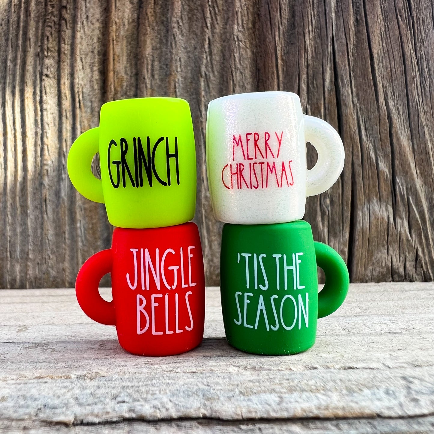3D Christmas Coffee Mug Silicone Focal Bead (pack of 2)