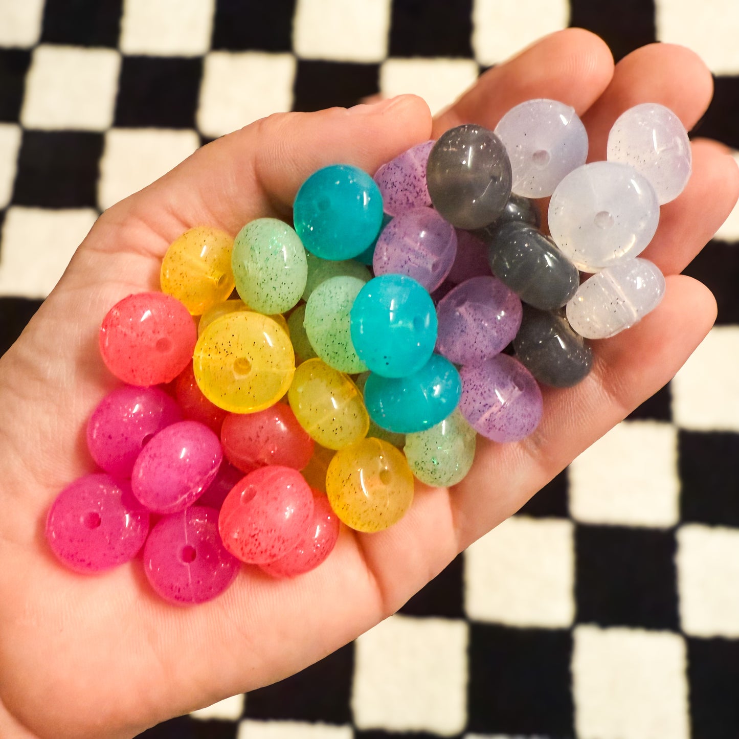 14mm Glitter Jelly Abacus Silicone Bead Mix (pack of 40)