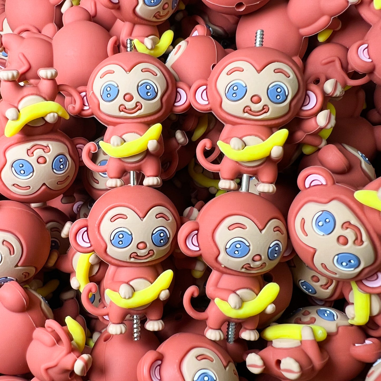 3D Monkey Silicone Focal Bead (2 pcs)