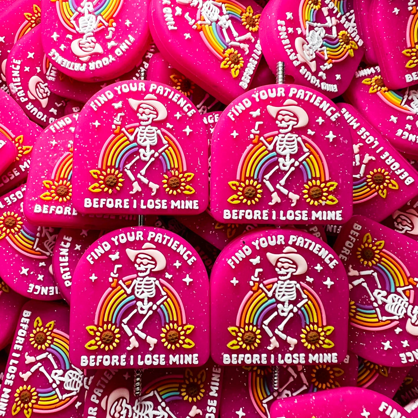 Find Your Patience Before I Lose Mine Silicone Focal Bead (pack of 2)