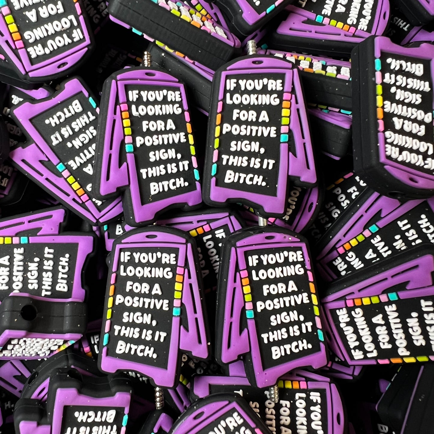 Positive Sign Silicone Focal Bead (pack of 2)