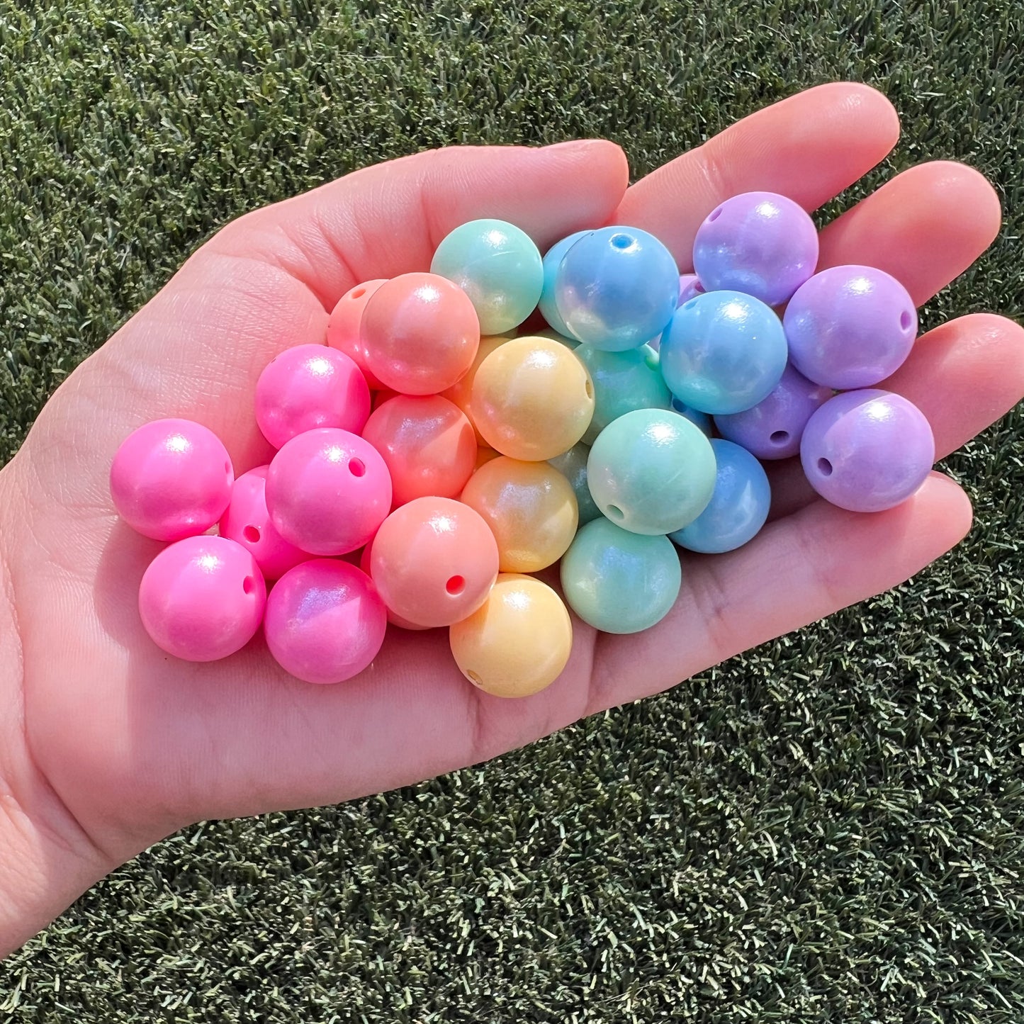 15mm Pastel Opal Pearlescent Silicone Bead Mix (pack of 30)