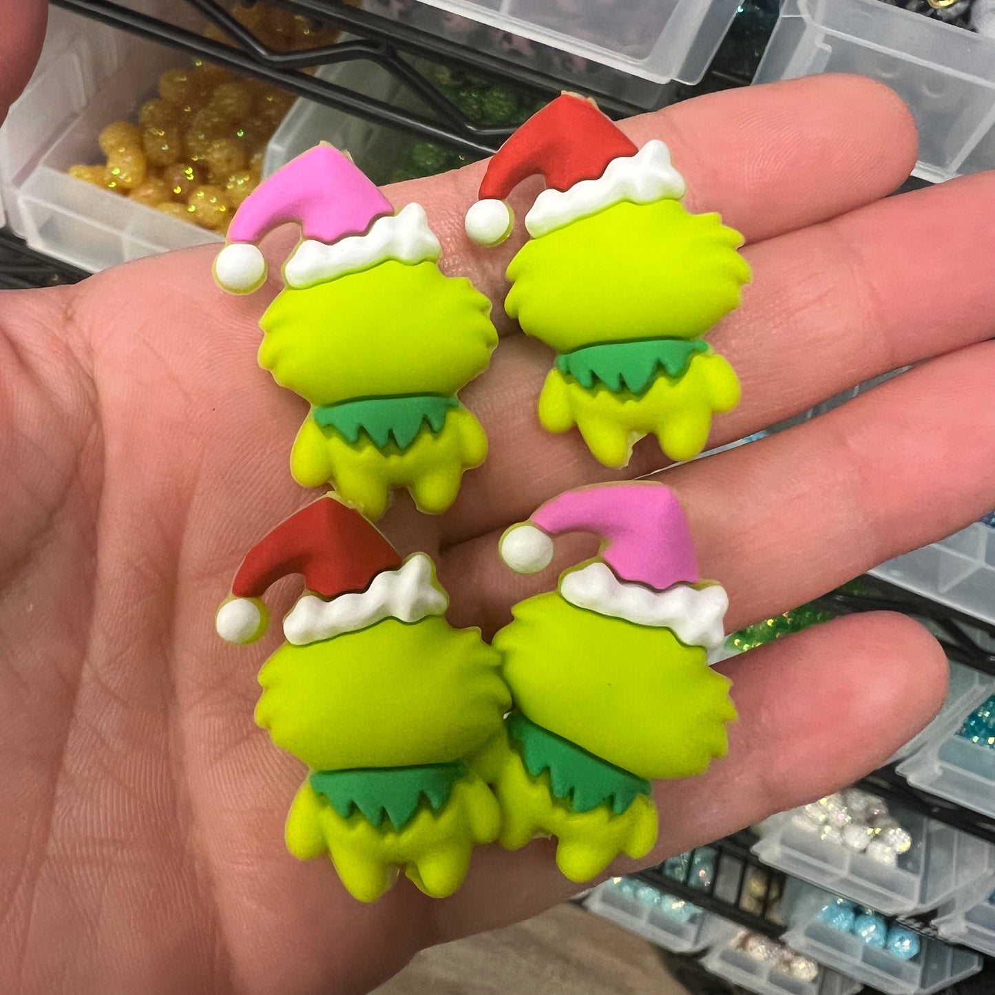 3D Green Baby Monster Silicone Focal Bead (2 pcs)