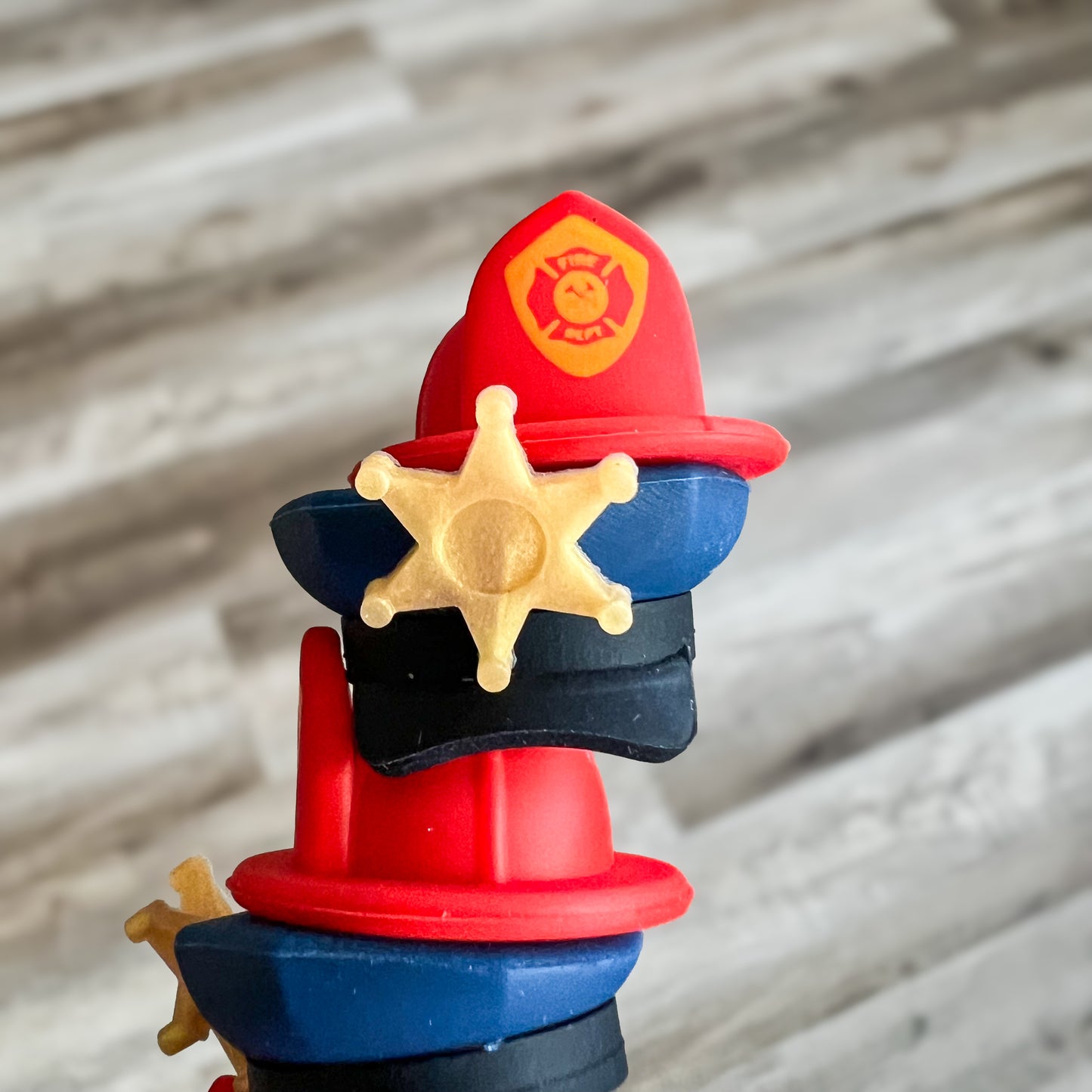 3D Police Hat Firefighter Helmet Silicone Focal Bead (2 pcs)