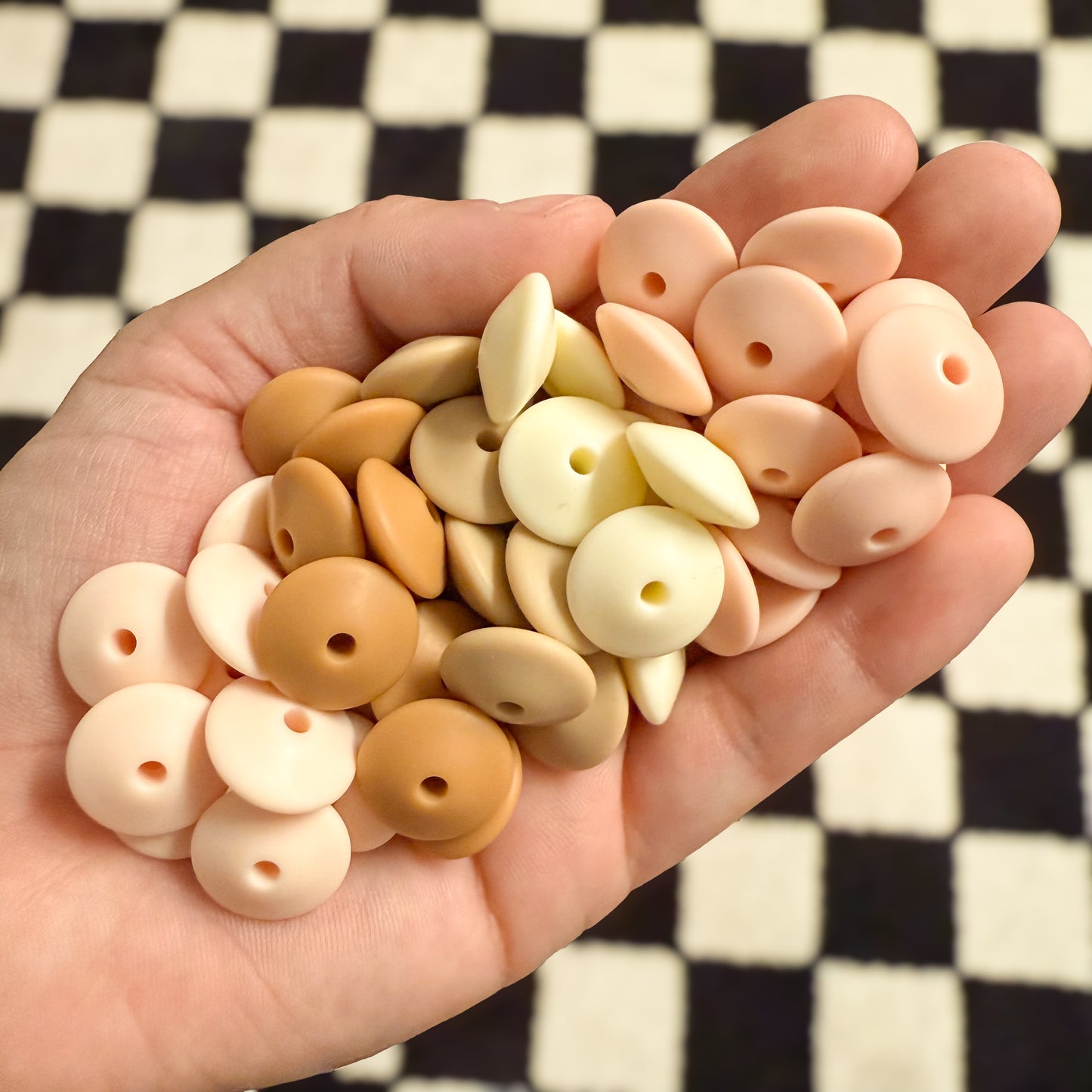 15mm Neutral Boho Lentil Silicone Bead Mix (pack of 60)