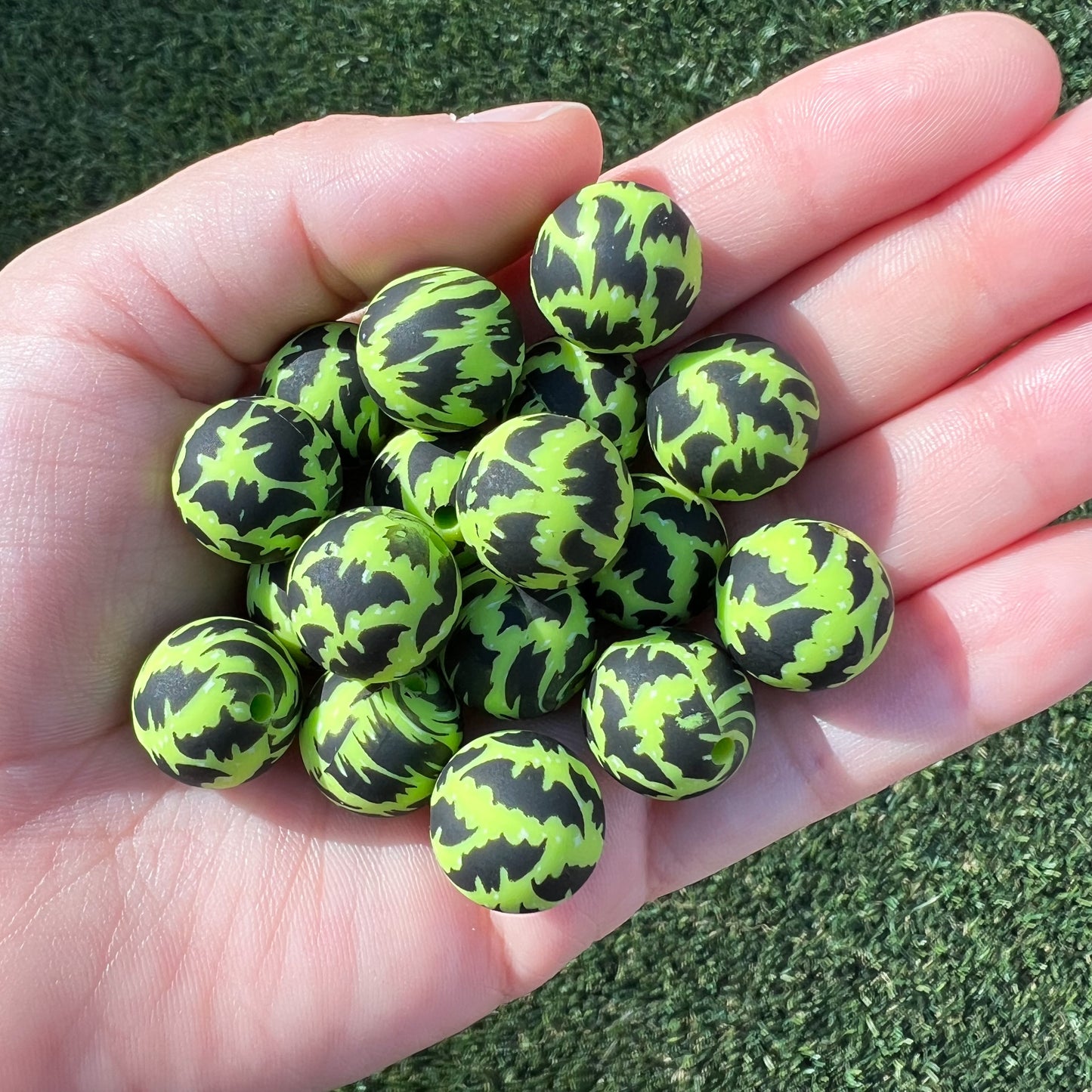 15mm Halloween Bat Silicone Print Beads (pack of 10)