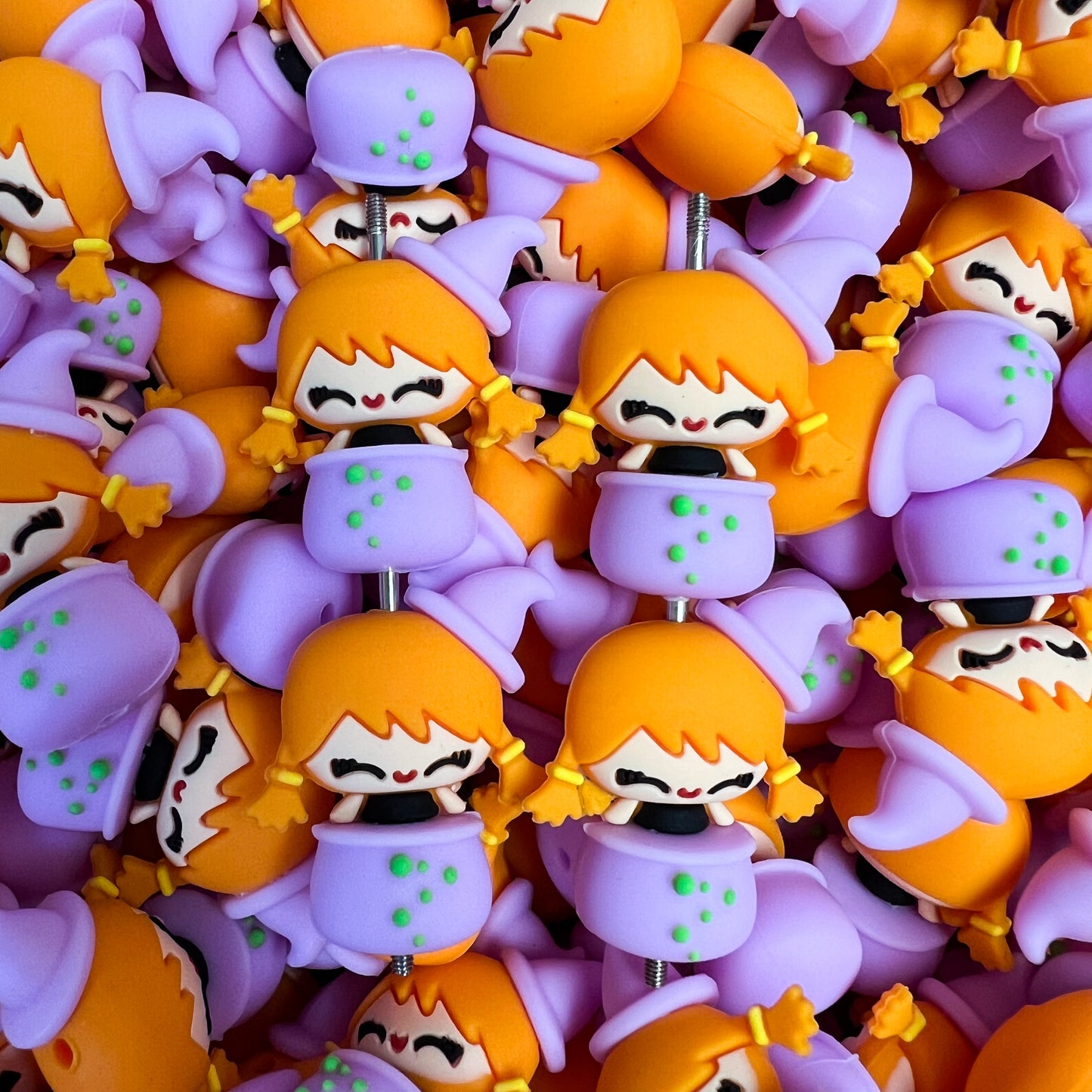 3D Witch Halloween Silicone Focal Bead (pack of 2)