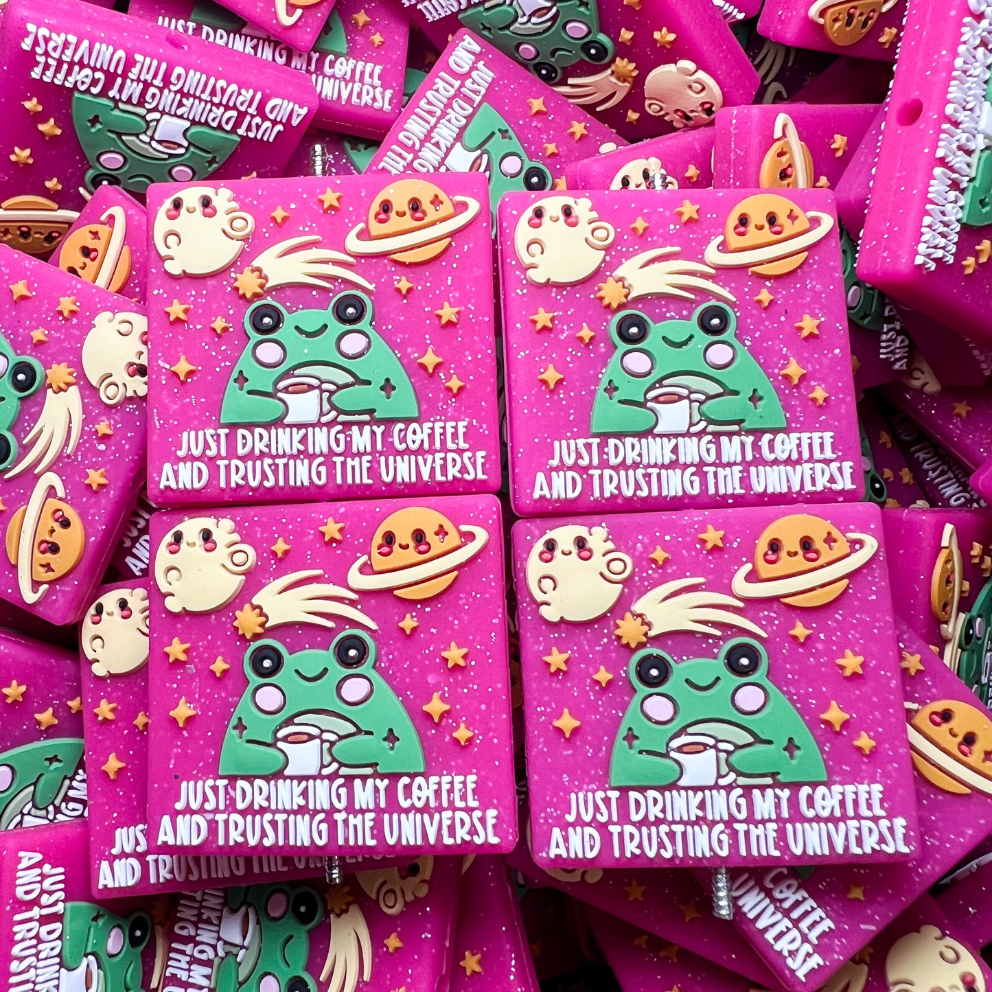 Drinking Coffee And Trusting The Universe Silicone Focal Bead (pack of 2)