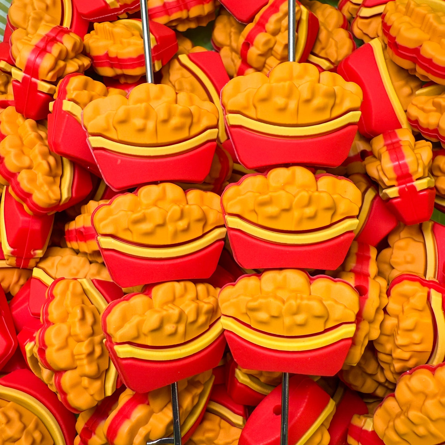 3D Chicken Nuggets Silicone Focal Bead (pack of 1)