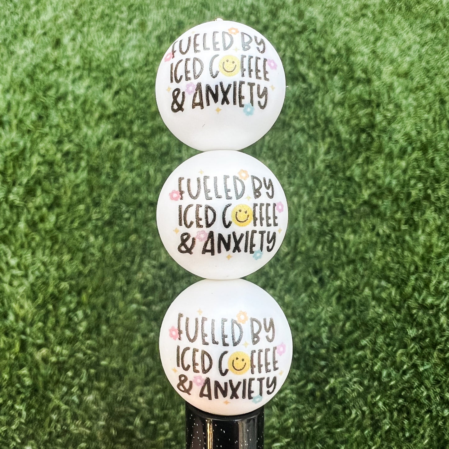 Fueled By Coffee & Anxiety Acrylic Print Bead (pack of 10)