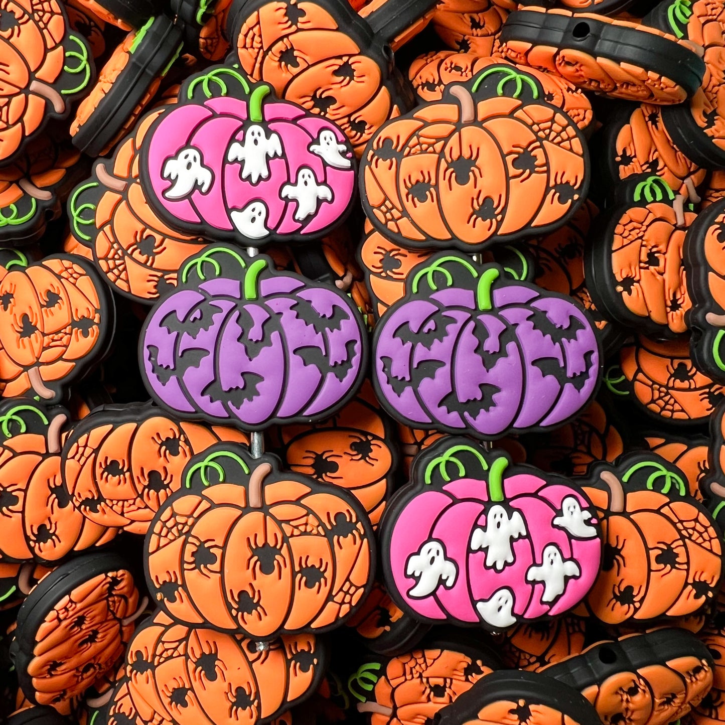 Halloween Pumpkin Silicone Focal Beads (pack of 2)