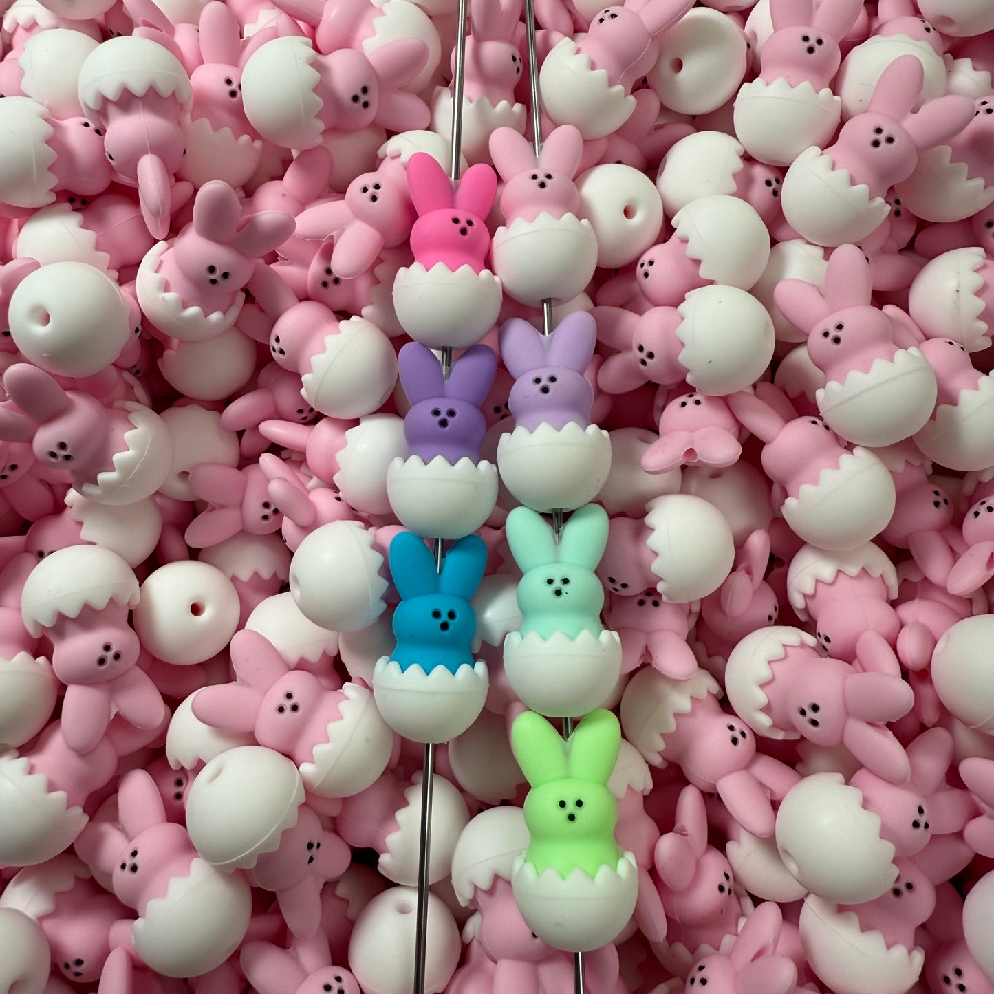 Easter Bunny Egg Silicone Focal Bead (pack of 2)