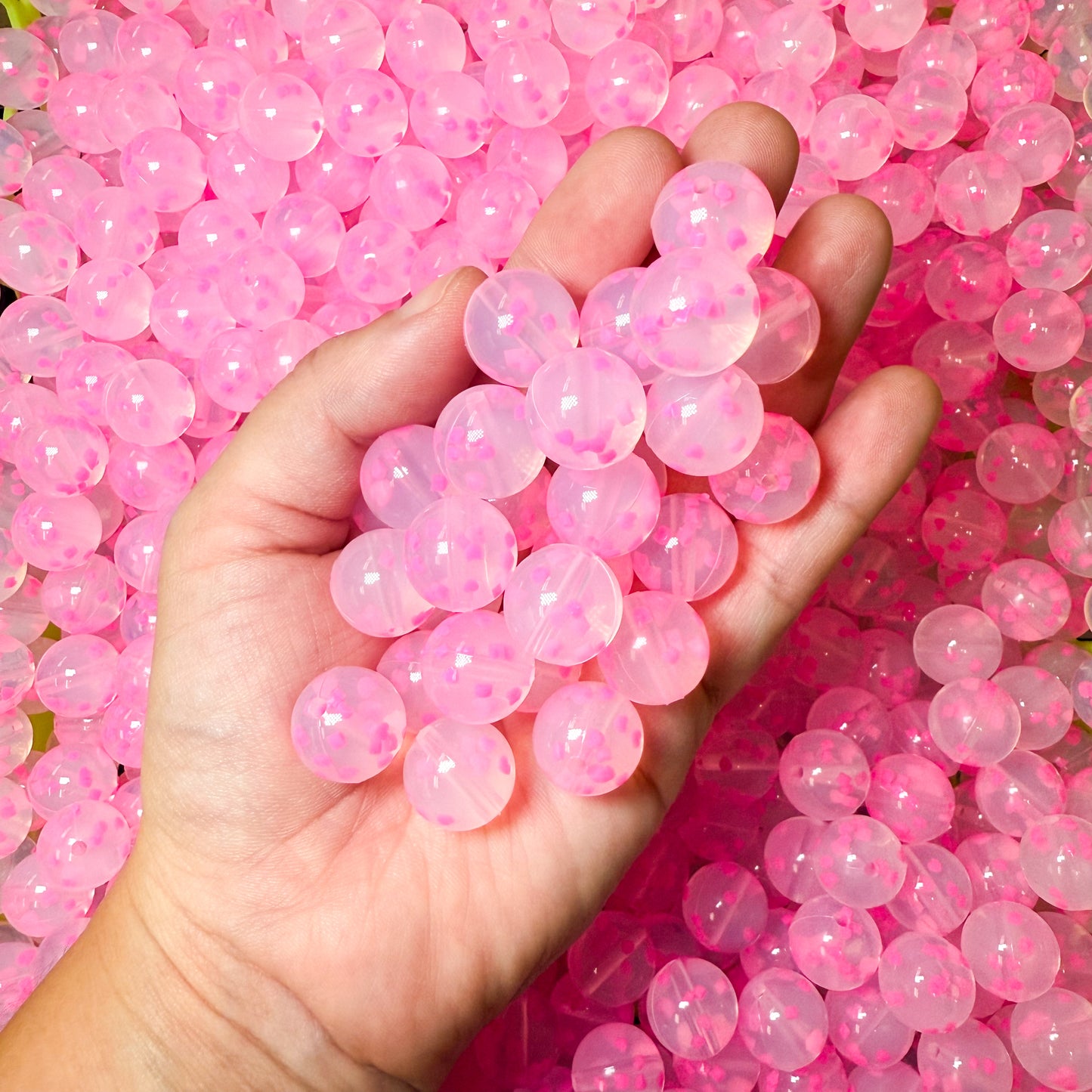 15mm Valentine’s Hot Pink Confetti Beads (pack of 10)