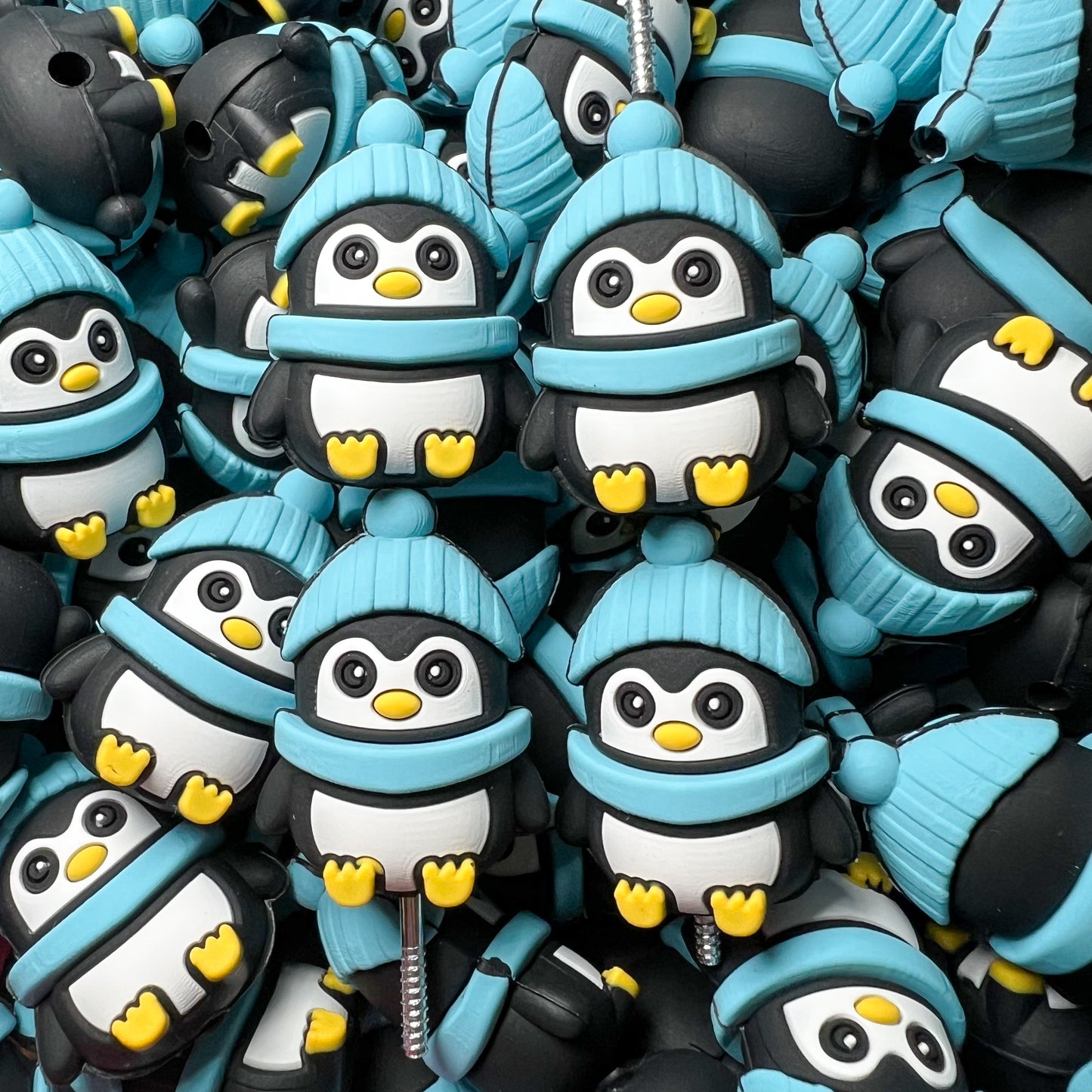 3D Penguin Silicone Focal Beads (pack of 2)