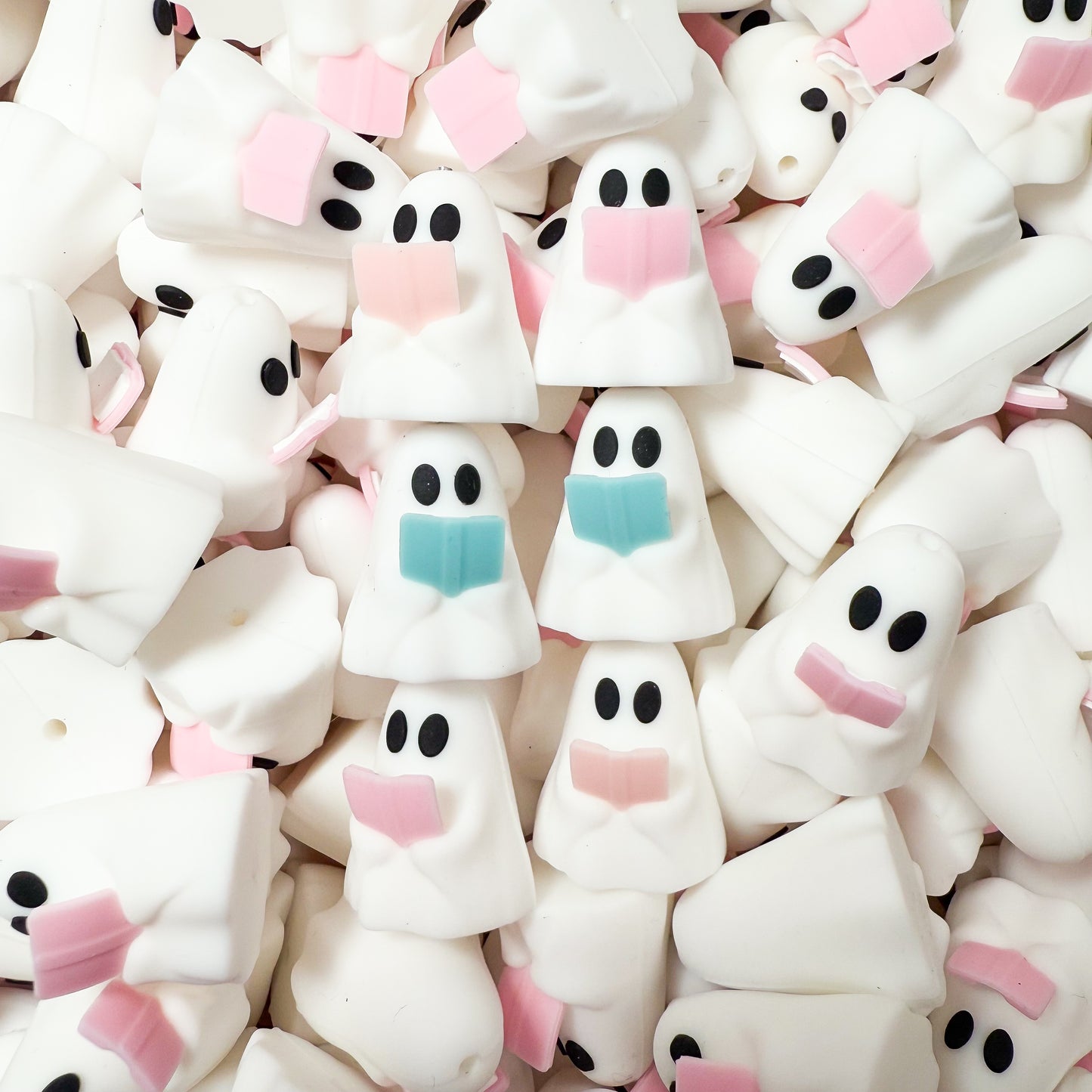 3D Reading Book Ghost Silicone Focal Bead (Pack of 2