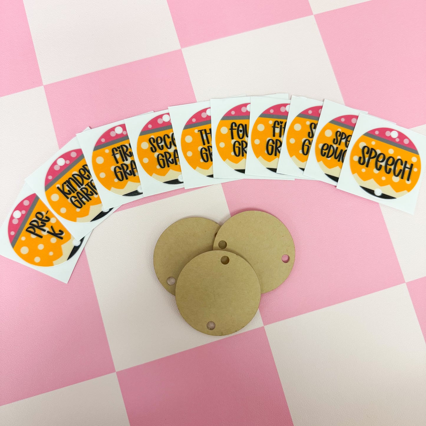 Pencil Design Acrylic Disk + Decal Set (1 set includes 1 disk and 1 decal)