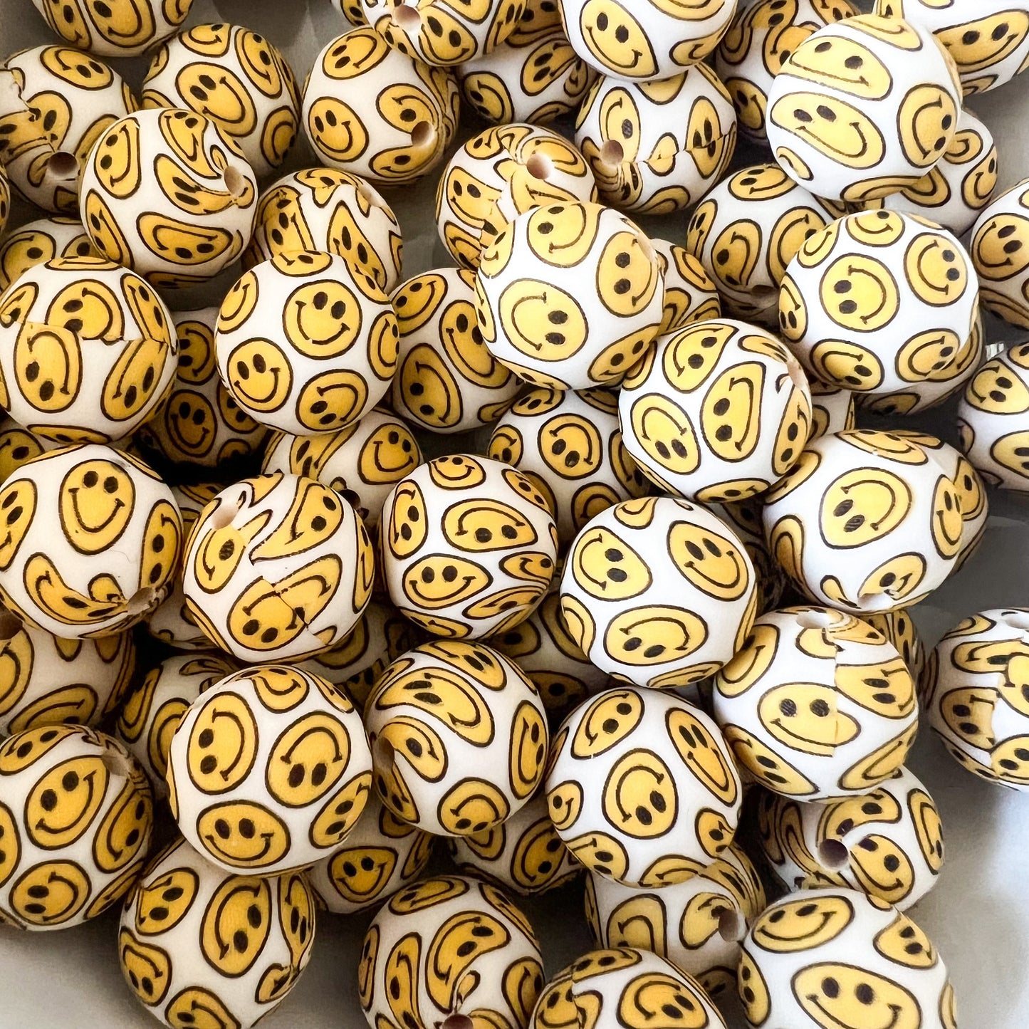 15mm Smile Silicone Print Beads (pack of 10)