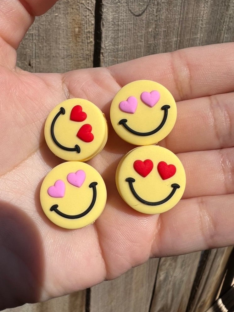 Valentines Heart Smile Silicone Focal Bead (pack of 2)