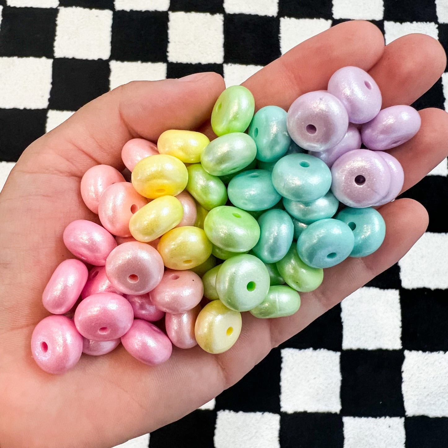 14mm Pastel Opal Pearlescent Abacus Bead mix (pack of 60)