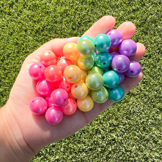 15mm Neon Opal Pearlescent Silicone Bead Mix (pack of 30)