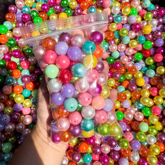 Bag full of mixed 16mm round  Acrylic beads 100+ beads