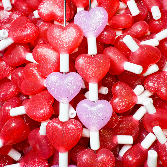 EXCLUSIVE 3D Heart Lollipop Silicone Focal Beads (2 pcs)