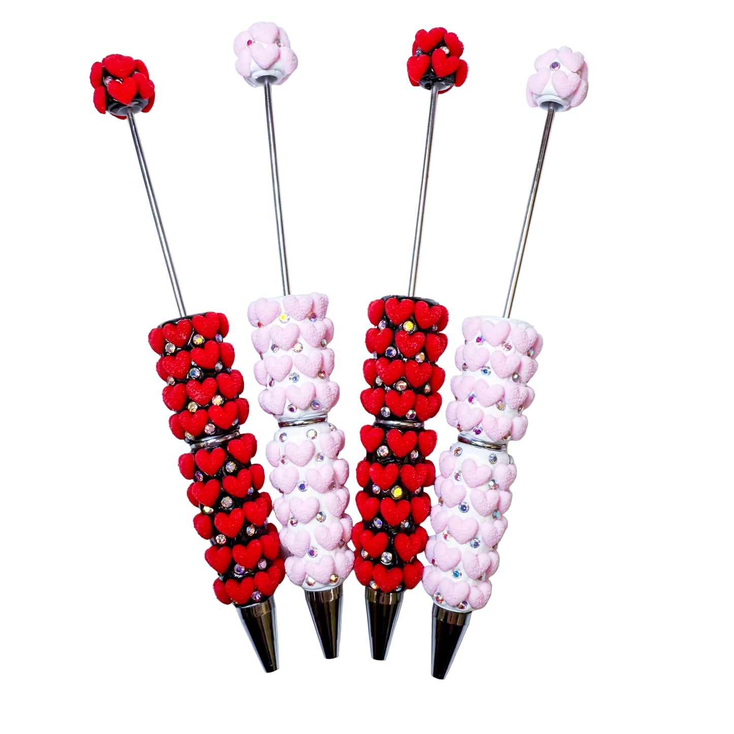 Fancy Hearts & Rhinestones Beadable Pens (1pc) Swirls