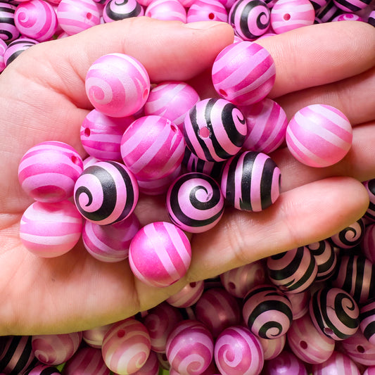 Acrylic Valentines Swirl Print Bead Mix (20 pcs)