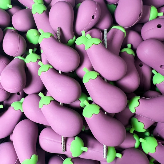 3D Eggplant Silicone Focal Bead (2 pcs)