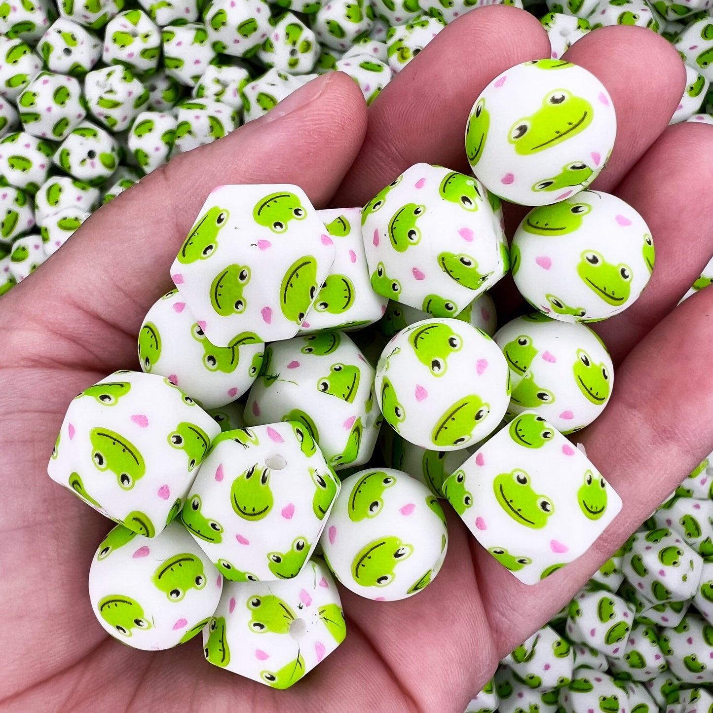 15mm Frog Print Beads (pack of 10)