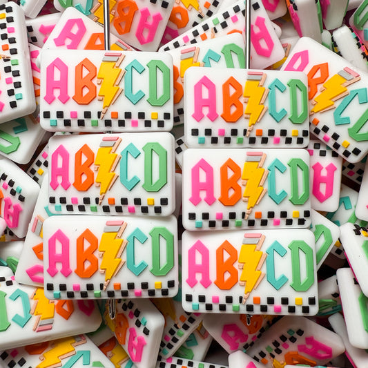 ABCD Teacher Silicone Focal Bead (2pcs)