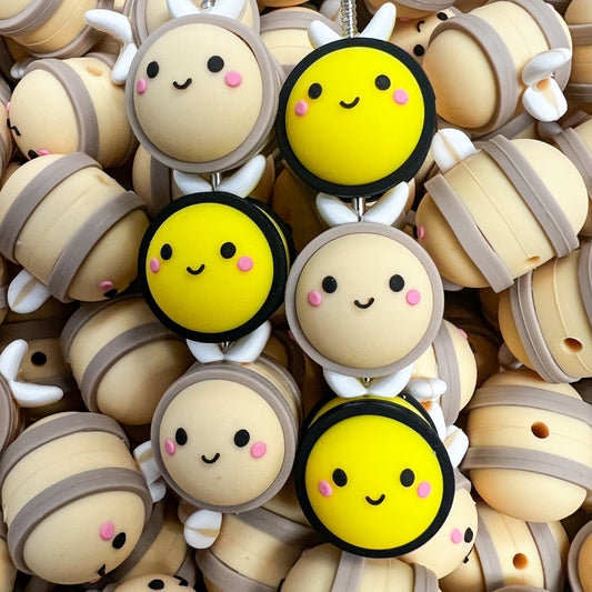 Bumble Bee Silicone Focal Bead (2 pcs)