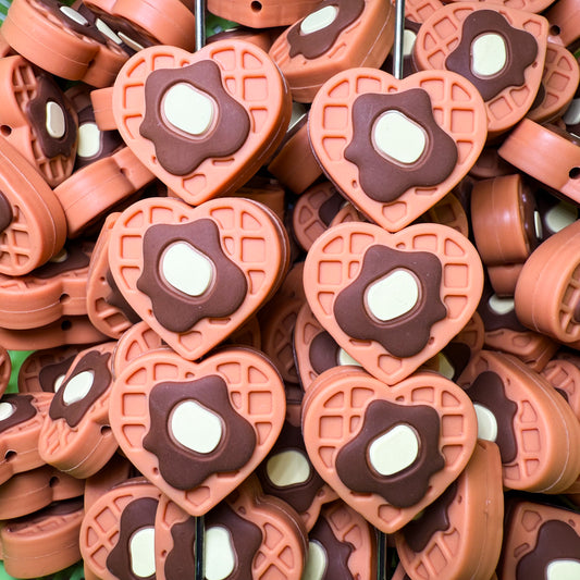 Heart Waffle Silicone Focal Bead (pack of 1)
