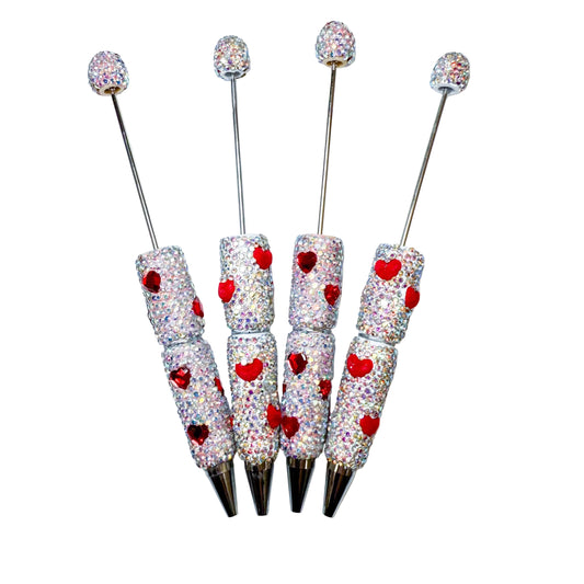 Fancy Hearts & Rhinestones Beadable Pens (1pc)