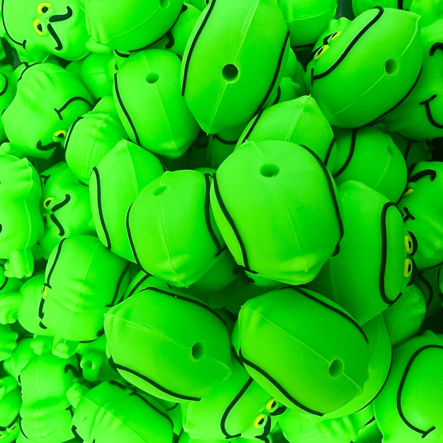 3D Green Monster Silicone Focal Bead (2 pcs)