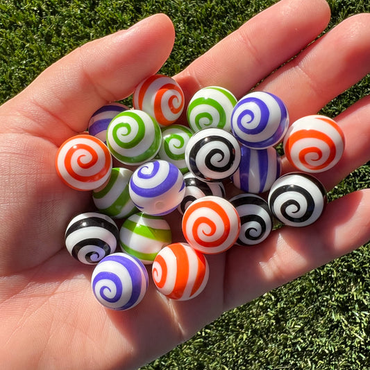 15mm Halloween Swirl Print Bead Mix (pack of 20)