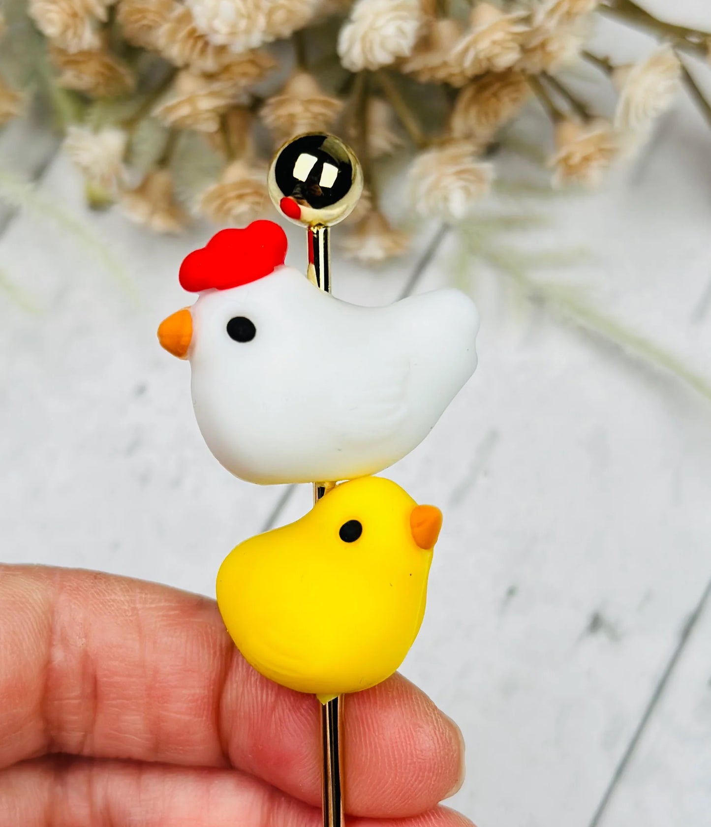 Chicken Chicks Silicone Focal Beads (2 pcs)