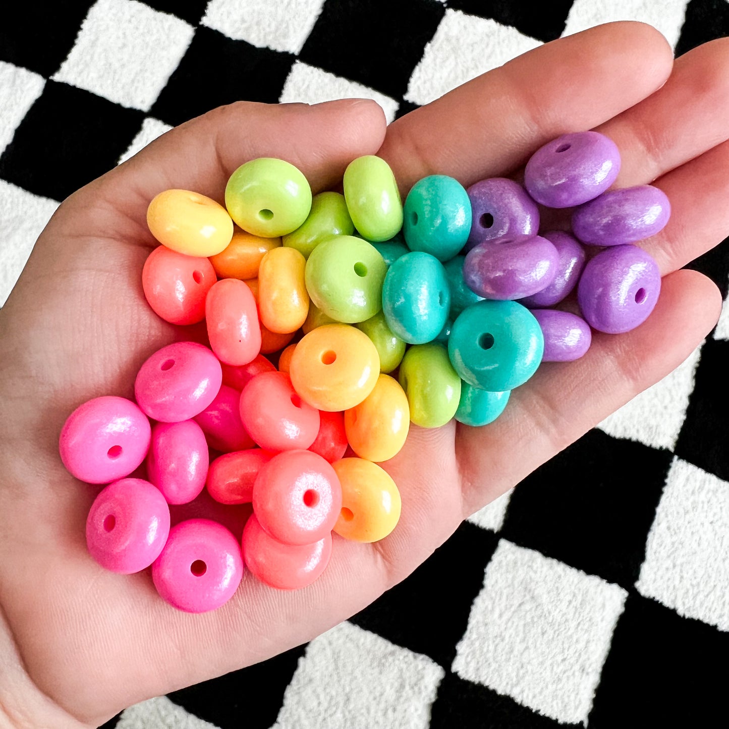 14mm Neon Opal Pearlescent Abacus Bead mix (pack of 60)