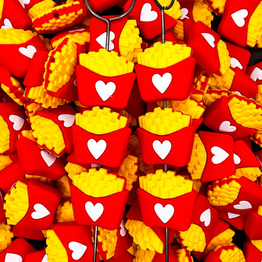 French Fries Silicone Focal Bead (2 pcs)