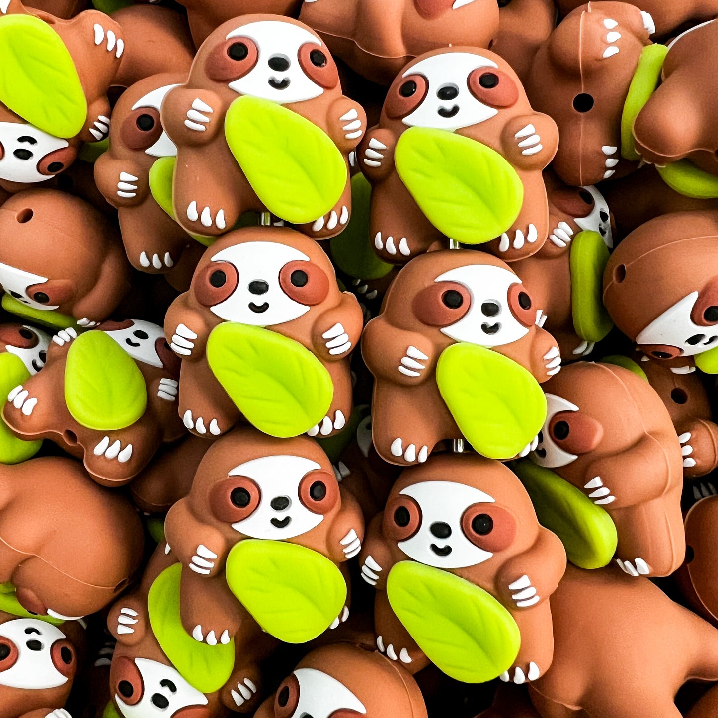 3D Sloth Silicone Focal Bead (2 pcs)