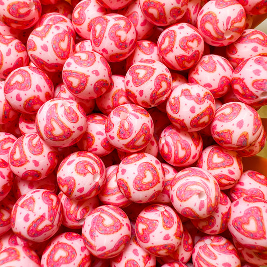 15mm Valentines Print Beads (pack of 10)