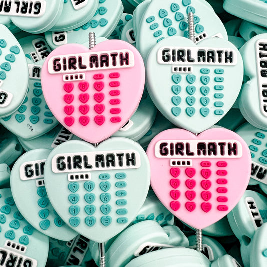 Girl Math Calculator Silicone Focal Bead (pack of 2)