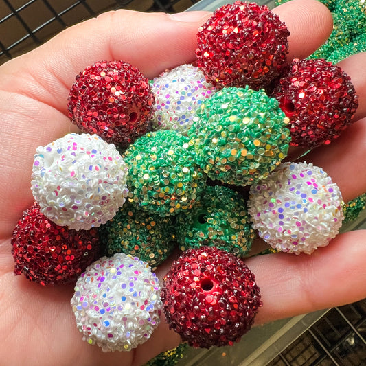 20mm Glitter Christmas Acrylic Bead Mix (pack of 15)