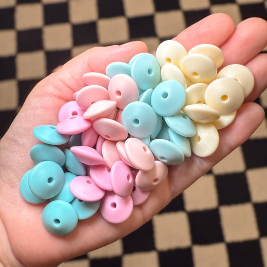 15mm Boho Lentil Silicone Bead Mix (pack of 60)