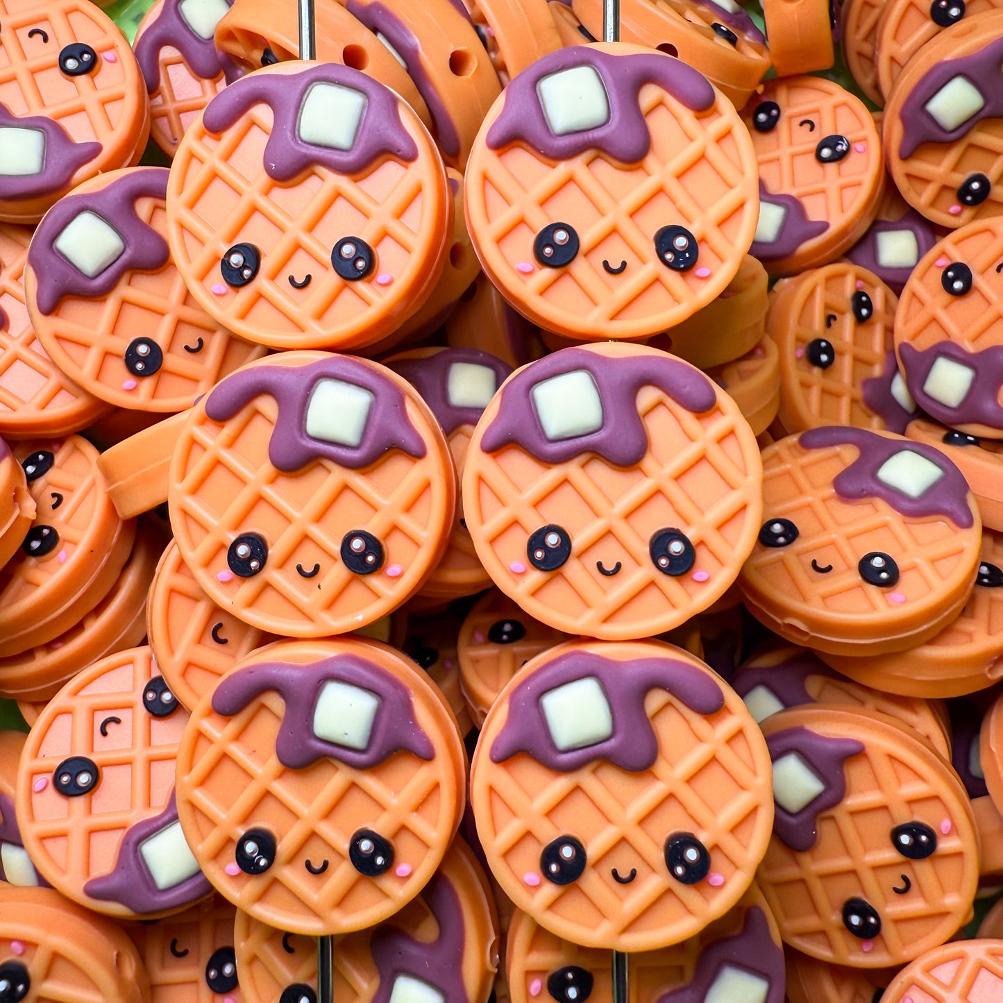 Cute Waffle Silicone Focal Bead (pack of 1)